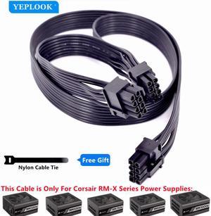 PCIe 8Pin to Dual 8Pin 6+2Pin GPU PSU Cable 60+20cm For Corsair RMx Series Full Modular PSU RM550x RM650x RM750x RM850x RM1000x