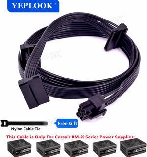 PCIe 6Pin to 3 SATA 15Pin SSD Power Supply Cable For Corsair RMx Series Modular PSU RM550x RM650x RM750x RM850x RM1000x 18AWG