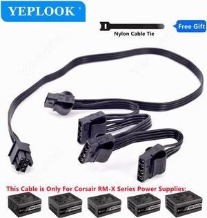 PCIe 6Pin to 4 IDE Molex 4Pin GPU Power Supply Cable For Corsair RM550x RM650x RM750x RM850x RM1000x RMx Series Modular PSU