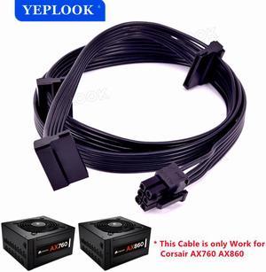 PCIe 6Pin to 3 SATA 15Pin SSD Power Supply Cable For Corsair AX760 AX860 AX Series Full Modular PSU 18AWG 50+15+15cm