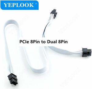 PCIe 8Pin to Dual 8Pin 6+2Pin GPU PSU Cable 60+20cm For Corsair RM750x RM850x RM1000i Power Supply White Version 60CM 18AWG