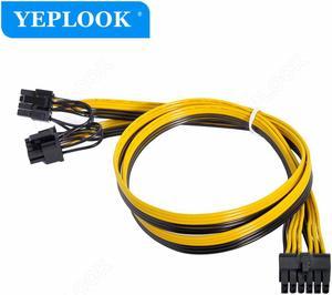 12Pin to Dual 8Pin PCIe 8Pin(6Pin+2Pin) GPU Cable 18AWG 60+60CM Black Yellow For GPU 3080 3090 2060 Seasonic P-860 P-1000 X-1050