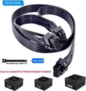 PCIe 8Pin to Dual 8Pin (6+2Pin) GPU Cable 60+20CM 18AWG For GIGABYTE P750GM 750W, P850GM 850W, P1000GM 1000W Gold Fully Modular