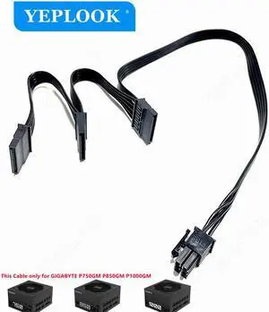 PCIe 6Pin to 3 SATA Hard Driver SSD Power Supply Cable For GIGABYTE P750GM 750W P850GM 850W P1000GM 1000W Gold Fully Modular