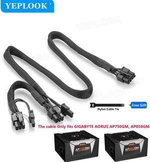 PCIe 8Pin to Dual 8Pin (6+2Pin) GPU Cable Sleeved 18AWG For GIGABYTE AORUS P750W GP-AP750GM, P850W GP-AP850GM Gold Fully Modular