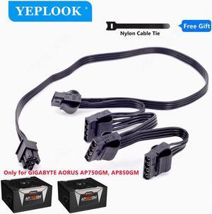 6Pin to 4x Molex 4Pin Fan Controller Power Supply Cable For GIGABYTE AORUS P750W GP-AP750GM, P850W GP-AP850GM Gold Fully Modular