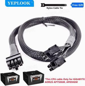 CPU 8Pin to 8Pin (4+4Pin) Power Supply Cable Sleeved For GIGABYTE AORUS P750W GP-AP750GM, P850W GP-AP850GM Gold Fully Modular