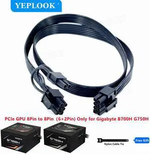 PCIe 8Pin to 8Pin 6+2Pin Single 8Pin/6Pin GPU Cable 60CM 18AWG For GIGABYTE 80Plus Gold Semi Modular B700H 700W, G750H 750W