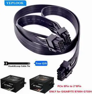 PCIe 8Pin to Dual 8Pin (6+2Pin) 2 in 1 GPU Cable 60+20CM 18AWG For GIGABYTE 80Plus Gold Semi Modular B700H 700W, G750H 750W