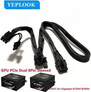 PCIe 8Pin to Dual 8Pin (6+2Pin) GPU Cable Sleeved 18AWG 60+20CM For GIGABYTE 80Plus Gold Semi Modular B700H 700W, G750H 750W