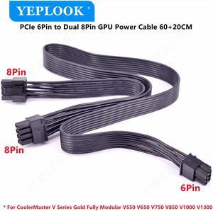 PCIe 6Pin to Dual 8Pin GPU Power Cable 60CM 18AWG For CoolerMaster V Series Gold Fully Modular V550 V650 V750 V850 V1000 V1300