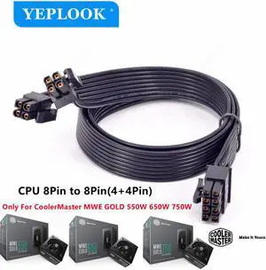 CPU 8Pin to 4+4Pin Power Supply Cable 60CM 18AWG For CoolerMaster MWE GOLD 550W 650W 750W Fully Modular Not for MWE V2 Series