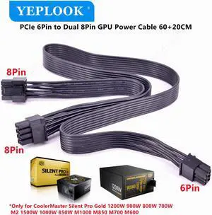 PCIe 6Pin to Dual 8Pin GPU Cable for CoolerMaster Silent Pro Gold 1200W 900W 800W 700W M2 1500W 1000W 850W M1000 M850 M700 M600