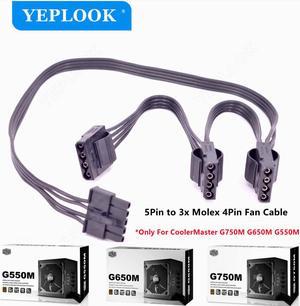 5Pin to 3 Port Molex 4Pin IDE Straight Cooling Fan Power Cable For CoolerMaster GM Series G750M G650M G550M Semi-Modular