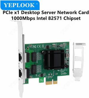 PCIe 1x 2.5G 10/100/1000Mbps Gigabit Dual Port RJ45 Network Lan Card Ethernet Controller Intel 82571 Chipset for Desktop Server