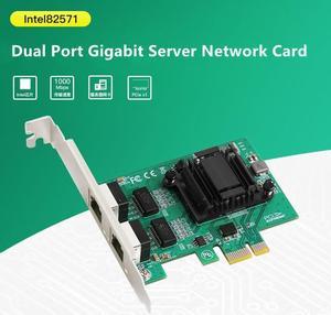 PCIe x1 Dual RJ45 Gigabit Network Card 10/100/1000Mbps Ethernet Lan Wired Adapter ROS Chipset Intel 82571 for Desktop Server