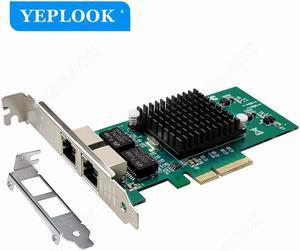 PCIe x4 Dual Port RJ45 10/100/1000Mbps 1G Gigabit Ethernet LAN Network Server Adapter Card Intel82576 Chip with Heat Sink TXA030