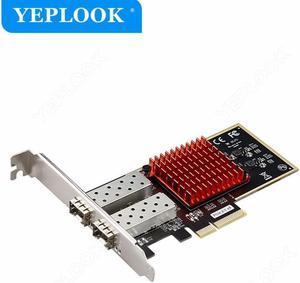 PCIe 2.1 X4 to Dual Port SFP Interface 10/100/1000Mbps Gigabit Fiber Network Card NIC for Server Desktop Chipset Intel I350