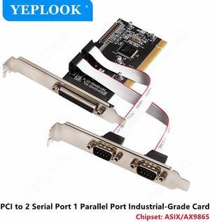 PCI to 2 Serial Port 1 Parallel Port Industrial-Grade RS232 DB9 COM DB25 Printer LPT Expansion Card Chipset ASIX/AX9865 for PC