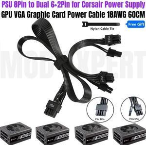 Original GPU Power Cable PSU 8Pin to Dual PCIe 8Pin for CORSAIR HX1200 HX1000 HX850 HX750 PLATINUM Power Ribbon Flat Cable 18AWG