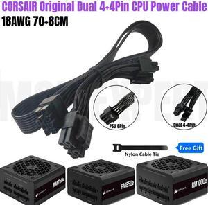 Original PSU 8Pin to Dual 4+4Pin CPU Flat Cable P4 ATX 12V for CORSAIR RM750e RM850e RM1000e TYPE 4 Modular Power 70+8CM 18AWG