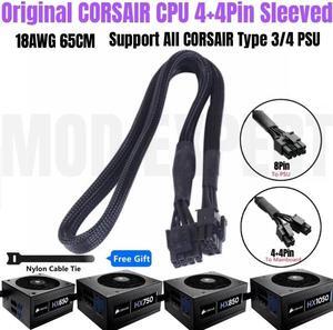 Original CPU Power Cable Sleeved for CORSAIR HX650 HX750 HX850 HX1050 GOLD Type3 Modular PSU 8Pin to 4+4Pin P4 ATX12V 18AWG 65CM