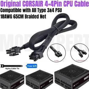 Original CPU Sleeved Cable for CORSAIR RM450 RM550 RM650 RM750 RM850 RM1000 Modular PSU 8Pin to 4+4Pin P4 ATX12V 70CM 18AWG 65CM