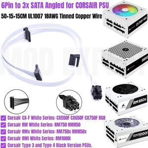 White 3 SATA for CORSAIR RM750i RM850i RM1000i RM750 RM850 RM750x RM850x CX550F CX650F C750F Modular PSU for HDD SSD Power Cable