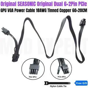 Original Dual 8Pin 6+2pin PCIe VGA Graphics GPU Modular Power Cable for SEASONIC PRIME Ultra Titanium 1600W, 1300W, 1000W, 850W