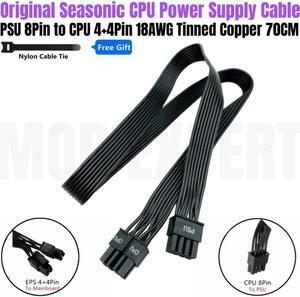 Original Seasonic CPU Power Cable EPS 4+4Pin 8Pin Flat Wire for PRIME Gold GX-1300, GX-1000, GX-850, GX-750, GX-650 Modular PSU