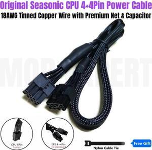 Original Seasonic Fonte PSU 8Pin to 4+4Pin CPU Modular Power Cable EPS12V 18AWG Net for PRIME Titanium 1000W, 850W, 750W, 650W