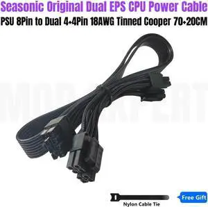 Original Seasonic X Series Dual CPU EPS Power Cable 8Pin to Dual 4+4Pin for X-1250, X-1050, X-850, X-750, X-650 Gold Modular PSU