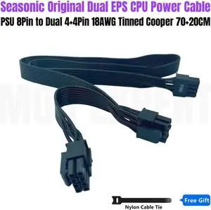 Original Seasonic G Series Modular Dual CPU 8Pin EPS 12V 4+4Pin Power Cable 18AWG 70CM for SSR-750RM, 650RM, 550RM, 450RM, 360GP Original Seasonic G Series Modular Dual CPU 8Pin EPS 12V 4+4Pin Power Cable 18AWG 70CM for SSR-750RM, 650RM, 550RM, 450RM, 360GP