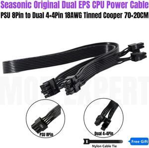 Original Seasonic M12II EVO Dual CPU 8Pin EPS12V 4+4Pin Power Cable 18AWG 70CM for SS-520GM2, 620GM2, 750AM2, 850AM2 Modular PSU