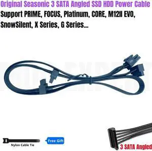Original Seasonic 6Pin to 3 SATA Angled HDD SSD Power Cable for Seasonic X-1250, X-1050, X-850, X-750, X-650 GOLD Modular Power