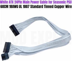 White 18+10Pin to 24Pin ATX Motherboard Power Cable for Seasonic PRIME SnowSilent 750W Titanium/ 650W Platinum/ 550W Gold Power
