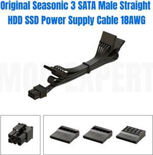 Original Seasonic 3 SATA Male Straight HDD SSD Power Cable for Seasonic FOCUS PLUS Gold GX-1000, GX-850, GX-750, GX-650, GX-550