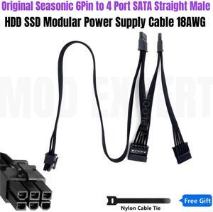 Original Seasonic 4 SATA Straight SSD HDD Modular Power Cable for Seasonic PRIME Ultra Titanium 850W 750W 700W 650W 600W Power
