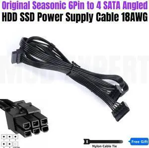 Original Seasonic 4 SATA Male Angled HDD SSD Power Cable for Seasonic M12II EVO 850W 750W 620W 520W Bronze Full Modular Power