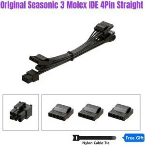 Original Seasonic 6Pin to 3 Molex IDE 4Pin Perif Straight Power Cable for Seasonic GM-650, GM-550, GM-500 GOLD Modular Power PSU Original Seasonic 6Pin to 3 Molex IDE 4Pin Perif Straight Power Cable for Seasonic GM-650, GM-550, GM-500 GOLD Modular Power PSU