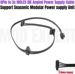 6Pin to 3 Molex IDE 4Pin Angle Peripheral Modular Power Cable for Seasonic PRIME Ultra 1000W 850W 750W 650W 550W GOLD Power Unit