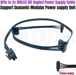 6Pin to 3x Molex IDE 4Pin Angle Peripheral Modular Power Cable for Seasonic FOCUS SGX 750W 650W 550W 500W 450W GOLD Power Unit