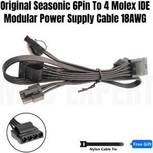 Original Seasonic 4 Port Molex IDE 4Pin Straight Peripheral Modular Power Cable for Seasonic PRIME 1000W 850W 750W 650W Titanium