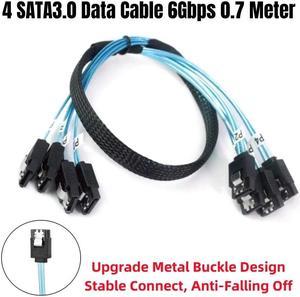 4 SATA3.0 0.5M SAS 7Pin Straight to Angled 6Gbps Data Cable for BTC Mining, NAS, HDD SSD, Optical CD Drive, Work Station Server