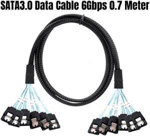 4 SATA3.0 0.5M/1.6ft. SATAIII Data Cable SAS Serial ATA 7Pin 6Gbps for BTC Mining, NAS, HDD Disk SSD, Optical Drive, Server Host