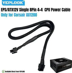 YEPLOOK CPU Power Cable Sleeved Net, EPS/ATX12V Single 8Pin 4+4Pin for Corsair AX1200 1200W Gold Modular Power, 18AWG Tinned Copper Wire 60 CM/ 23.6in/1.97ft YEPLOOK CPU Power Cable Sleeved Net, EPS/ATX12V Single 8Pin 4+4Pin for Corsair AX1200 1200W Gold Modular Power, 18AWG Tinned Copper Wire 60 CM/ 23.6in/1.97ft