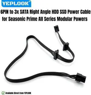 YEPLOOK 6Pin to 3x SATA Right Angle HDD SSD Power Cable for Seasonic PRIME Titanium/Platinum/Gold/SNOWSILENT 1300W, 1000W, 850W, 750W, 650W, 550W YEPLOOK 6Pin to 3x SATA Right Angle HDD SSD Power Cable for Seasonic PRIME Titanium/Platinum/Gold/SNOWSILENT 1300W, 1000W, 850W, 750W, 650W, 550W