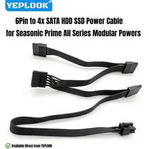 YEPLOOK HDD SSD Power Cable, 4x SATA Straight for Seasonic PRIME Titanium/Platinum/Gold/SNOWSILENT 550W, 650W, 750W, 850W, 1000W, 1300W YEPLOOK HDD SSD Power Cable, 4x SATA Straight for Seasonic PRIME Titanium/Platinum/Gold/SNOWSILENT 550W, 650W, 750W, 850W, 1000W, 1300W