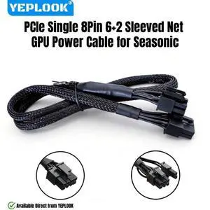 YEPLOOK GPU Power Cable for Seasonic PRIME, PCIe 6+2Pin Sleeved Net for Titanium/Platinum/Gold/SNOWSILENT 1300W, 1000W, 850W, 750W, 650W YEPLOOK GPU Power Cable for Seasonic PRIME, PCIe 6+2Pin Sleeved Net for Titanium/Platinum/Gold/SNOWSILENT 1300W, 1000W, 850W, 750W, 650W