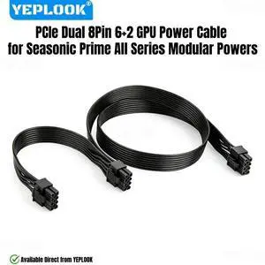 YEPLOOK PCIe GPU Power Cable Dual 8PIN for Seasonic PRIME Titanium/Platinum/Gold/SNOWSILENT 1300W, 1000W, 850W, 750W, 650W, 550W Modular YEPLOOK PCIe GPU Power Cable Dual 8PIN for Seasonic PRIME Titanium/Platinum/Gold/SNOWSILENT 1300W, 1000W, 850W, 750W, 650W, 550W Modular